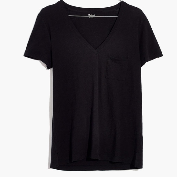Madewell Black Whisper Cotton V-Neck Pocket Tee - Picture 8 of 8